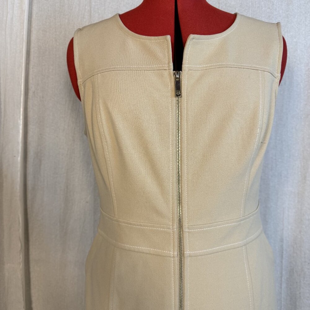 Tommy Hilfiger Womens Dress Size 12 Beige Tan Stretch Bodycon Work Dress F427 - Picture 2 of 10
